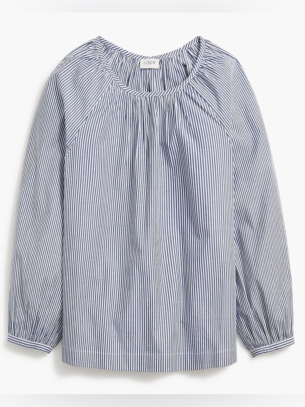 J.Crew Factory Striped Long Sleeve Scoopneck Blouse in Antique Navy White | XL